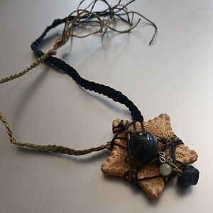 Bohemian Black and Tan Pendant Necklace